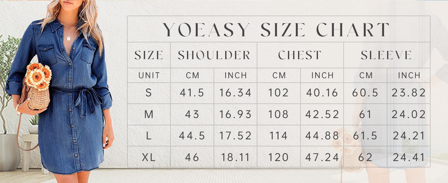 UTCOCO Women's Casual Long Sleeve Denim Shirt Dress Retro Tie Waist Classic Button Down Pockets Jean Shirt Dress Womenswear Light Blue