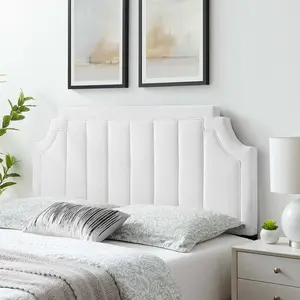 Modway Alyona Channel Tufted Performance Velvet Full/Queen Headboard in White
