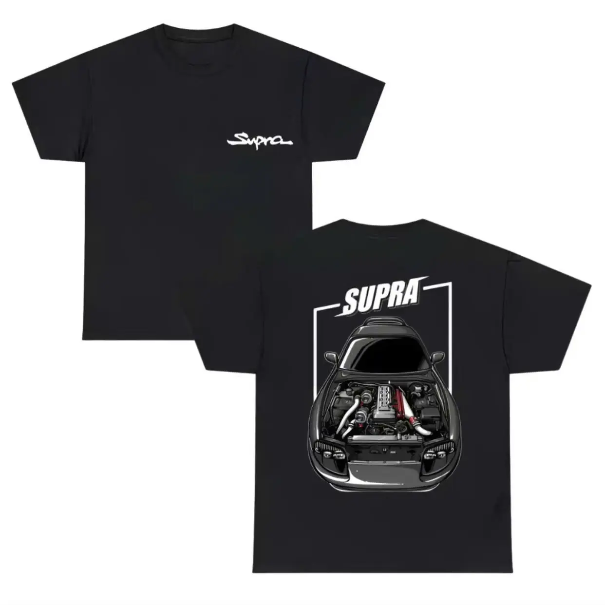 Supra Engine Bay T-Shirt, Supra Car Design With Open Engine Bay Top, JDM Supra Fans Shirt, Car Apparel For Streetwear