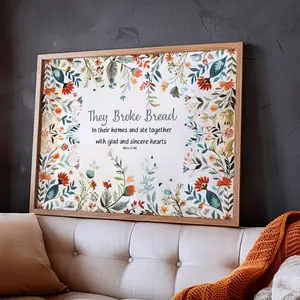 Art Print, Ate Together with Glad And Sincere Hearts, Scripture Kitchen Art, They Broke Bread, Christian Dining Room Wall Art, Acts 2:46 Art, Unframed, Room Decor