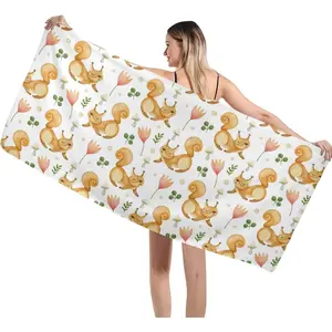 Watercolor Squirrel Pattern Beach Towel Thin Quick Dry Super Absorbent Oversized Lightweight Towels for Travel Sports Pool Swimming Bath Camping Yoga Towels 29x58inch