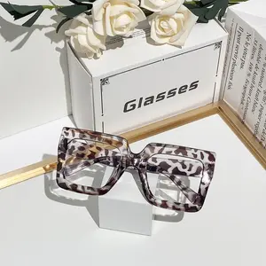 Unisex Cute Large Square Frame Anti Blue-ray Sunglasses Trendy Casual Tinted Lens for Everyday Use Fashion Accessories for Outdoor Activities Square Mirrored Shades with Brown Gradient Frame