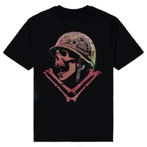 Unisex Graphic Tee Skull Crossed Bones Print Vintage Military Inspired Casual Design T Shirt Streetwear Style Crewneck Short Sleeve Soft Cotton Breathable Comfortable Fit Relaxed Fit Daily Wear Bold Skeleton Graphic Trendy Aesthetic Fashion Top
