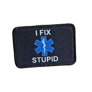 I fix stupid joke for nurses and ER 2"x3" morale patch with hook and loop backing military joke meme
