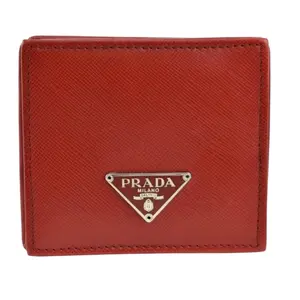 Pre-owned PRADA Leather Coin Pocket PRADA: Red, Saffiano & Logo Coin Pouch/Organizer
