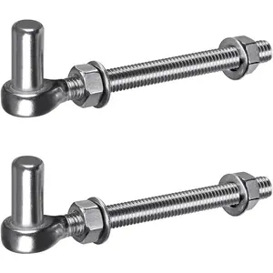 J Bolt Gate Hinge, 304 Stainless Steel Farm Gate Hinges, M12 x 6'' 5/8'' Gate Hinge Bolt for Chain Link Fence, Farm, Wooden Fence, Driveway, Supports up to 500lbs, 2pcs