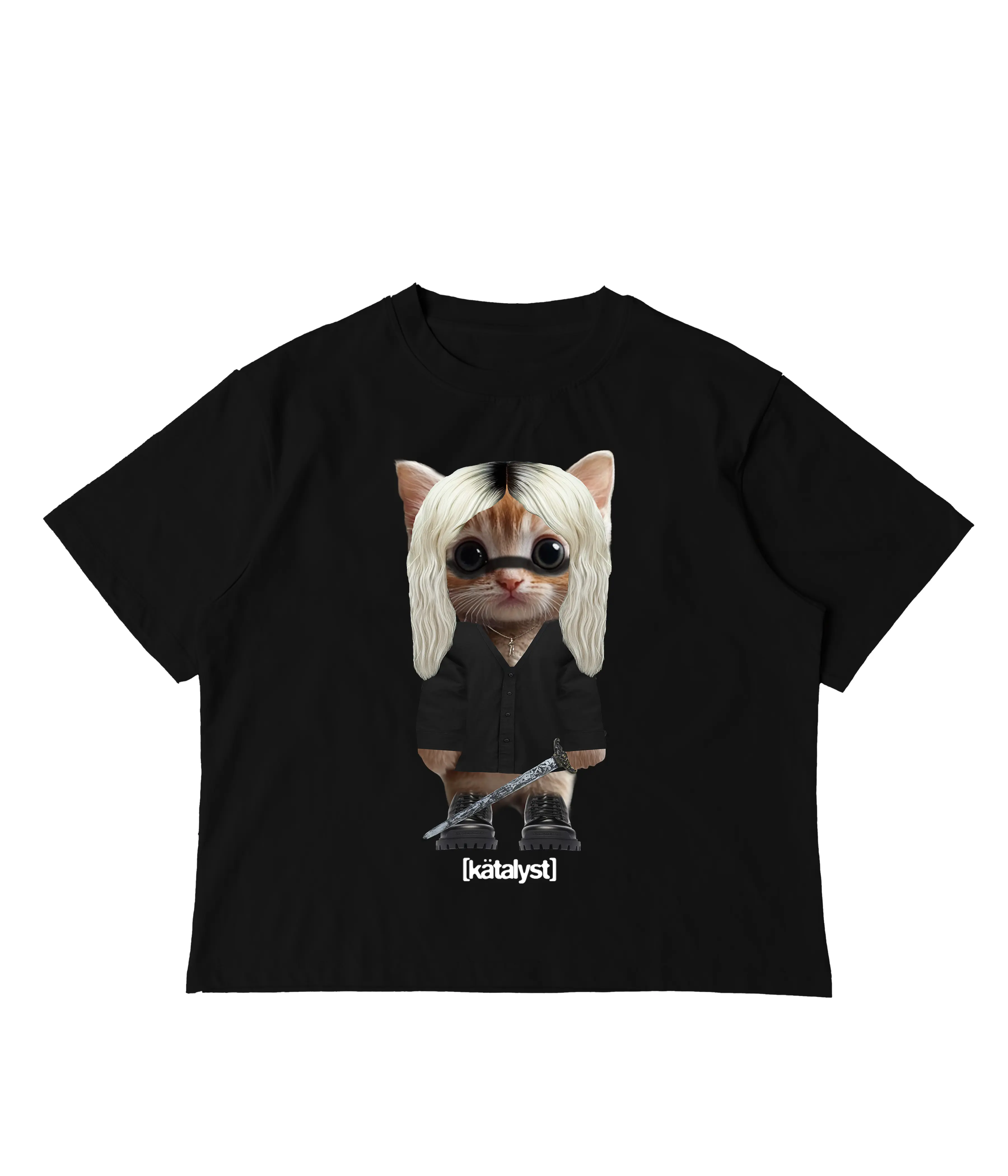 2Hollis Kitty Shirt - Oversized Drop Shoulder