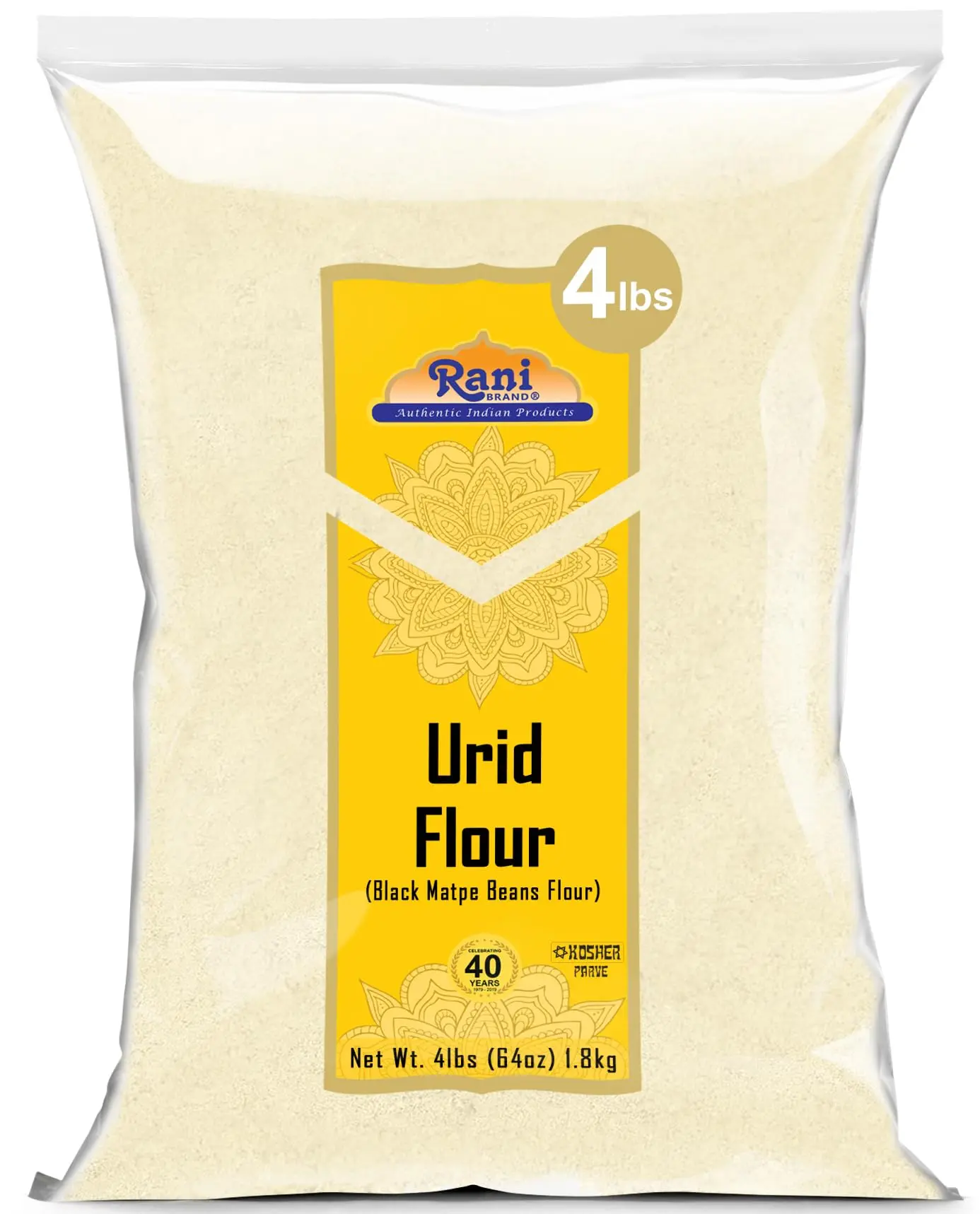 Rani Urid/Urad Flour (Black Matpe Beans Flour) 64oz (4lbs) 1.81kg Bulk ~ All Natural | Vegan | Gluten Friendly | NON-GMO | Kosher | Indian Origin