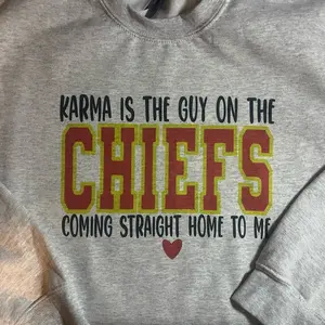 Karma is the guy on the Chiefs Sweatshirt