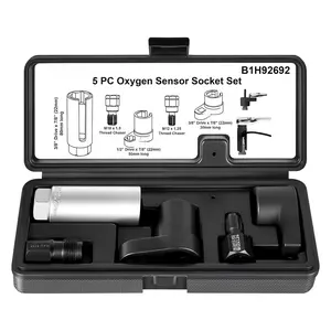 5 count O2  Sensor Socket Set, 7/8" (22mm) Offset O2 Sensor  Kit with Thread Chasers, 3/8" & 1/2" Drive