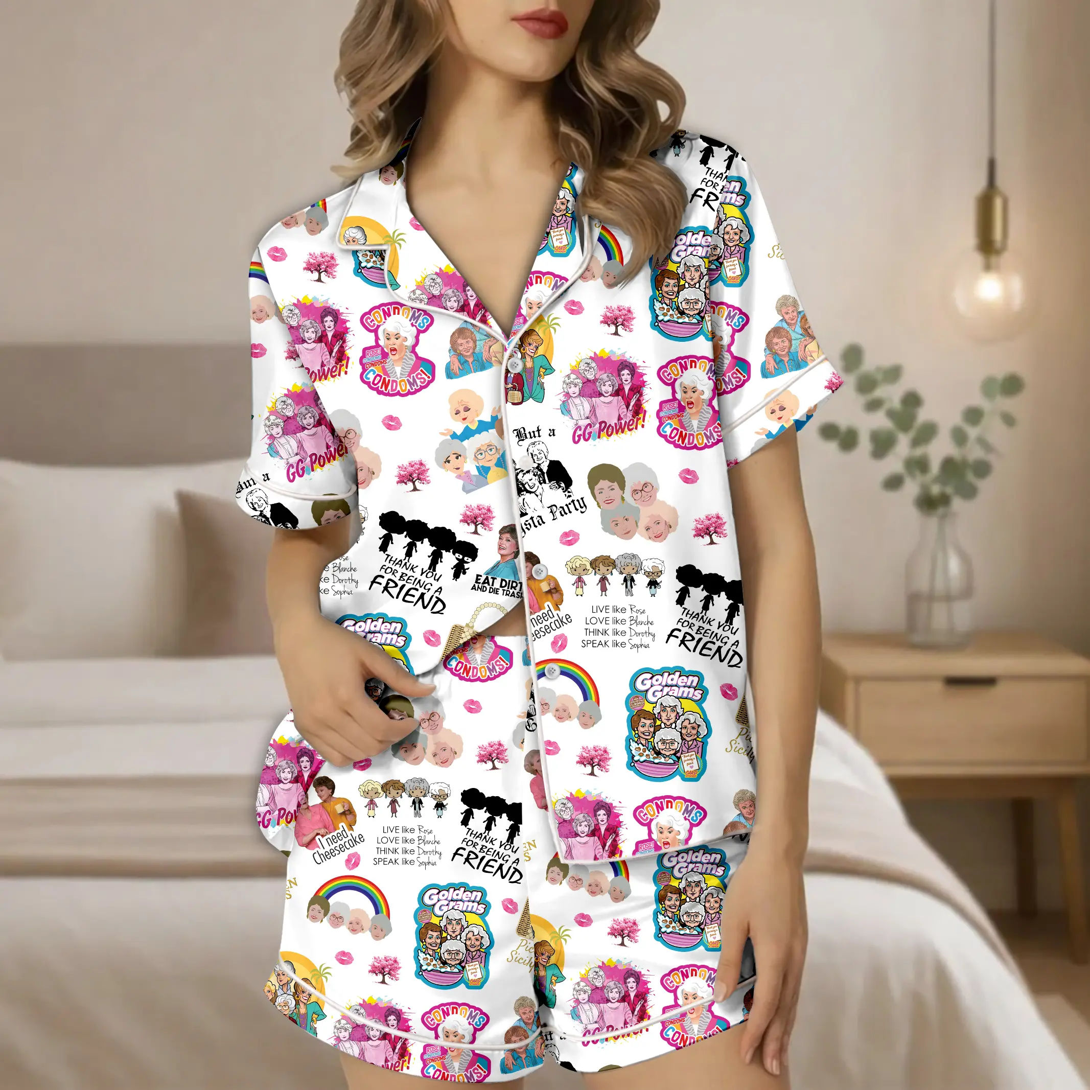 Golden Girl Pajamas Set, 80’s TV Sitcom Women Pajamas, Stay Golden Set, Golden Girls Fan Gift