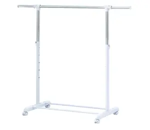 Adjustable Rolling Garment Rack Metal Chrome, White Accessories Laundry Accessory Installation