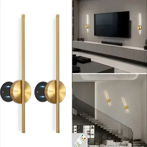 Modern LED Wall Light Set, /gold Rechargeable No-Install Lamp with Remote Control Dimmable Lighting, Indoor Lighting, Home Decor for Living Room & More