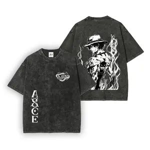 Portgas D. Ace from One Piece--Short Sleeve Cotton Unisex Retro wash Tee