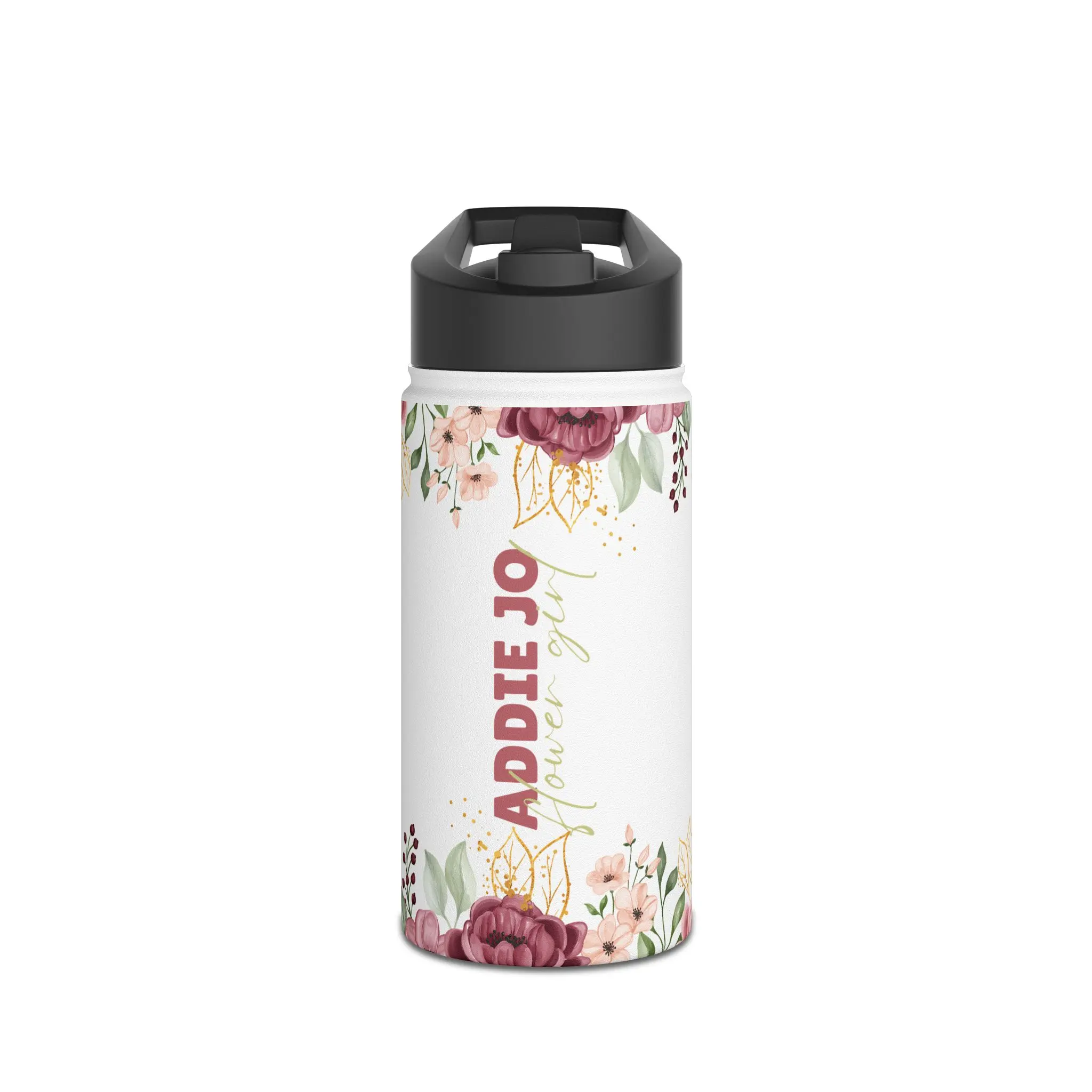 Flower Girl Floral Personalized Water Bottle for Kids, Custom Hydration Gift, Eco-Friendly Travel Bottle Wedding Favor