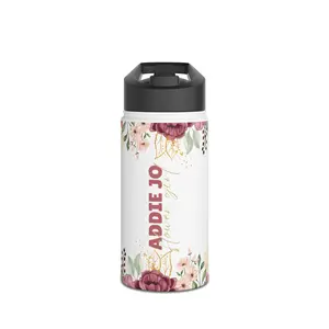 Flower Girl Floral Personalized Water Bottle for Kids, Custom Hydration Gift, Eco-Friendly Travel Bottle Wedding Favor