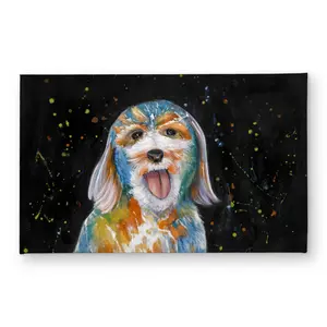 Begin Home Decor CODM2134PQAYVS 21 x 34 in. Abstract Labradoodle Livingroom Black Door Mat - Home Decor