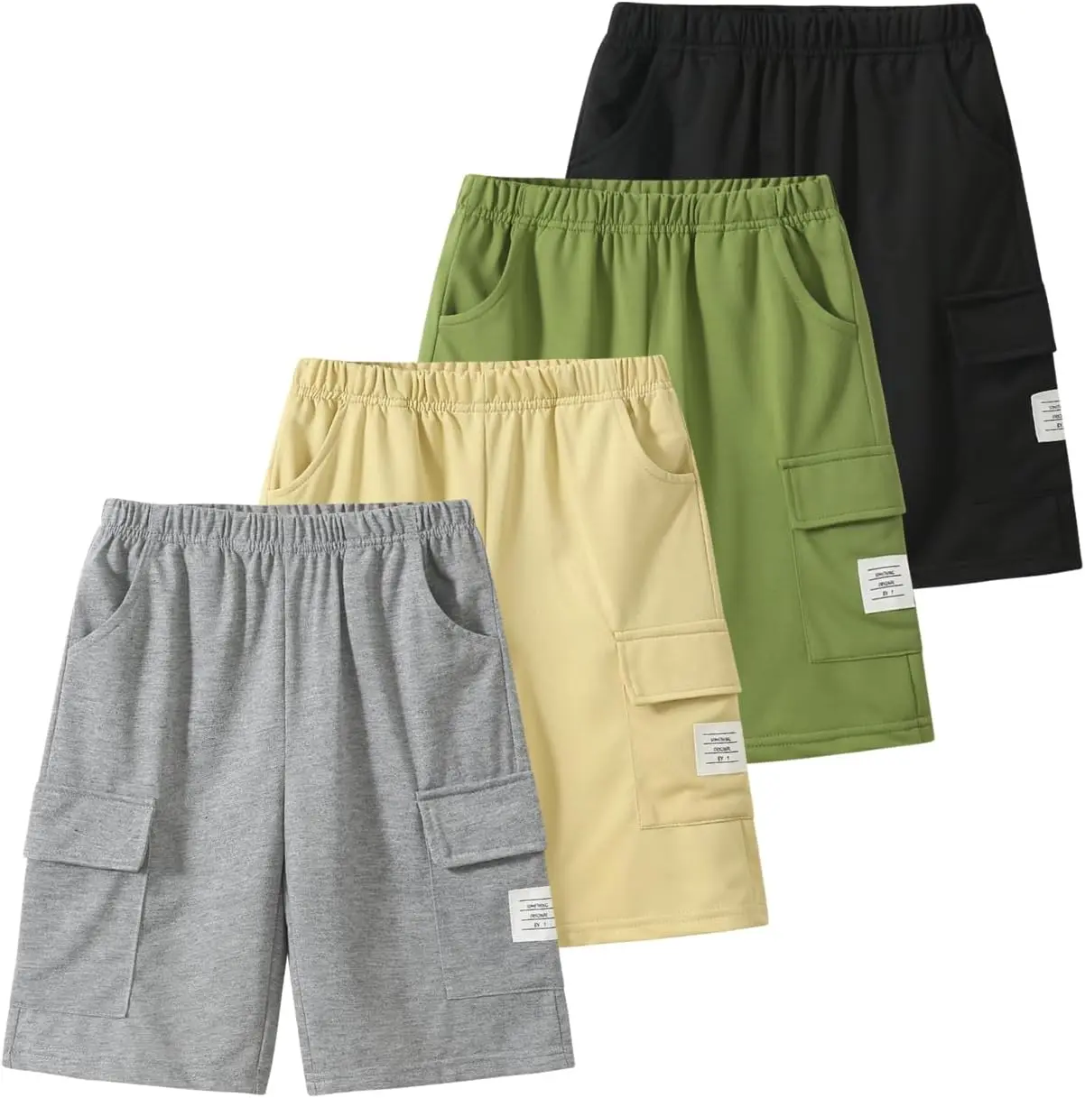 4 Pack Boys Shorts Summer Cargo Shorts Elastic Waist Jogger Athletic Short with Pocket Fashion Sports Clothes