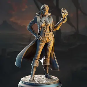 Charlotte-Anne Elf Pirate Gambler Rogue 3D-Printed Miniature - DM Stash Decorative Accessory, Character Figure, Home Decor Statue, Decorative Accessory Miniatures, 3D-Printed Miniatures