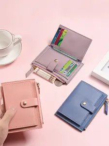 Women's Wallet, Durable Fashion Wallet, Small Thin Design Easy to Carry, PU Leather Foldable Cash Wallet, Zip Coin Pocket and ID Window, Perfect for Women and Teen Girls