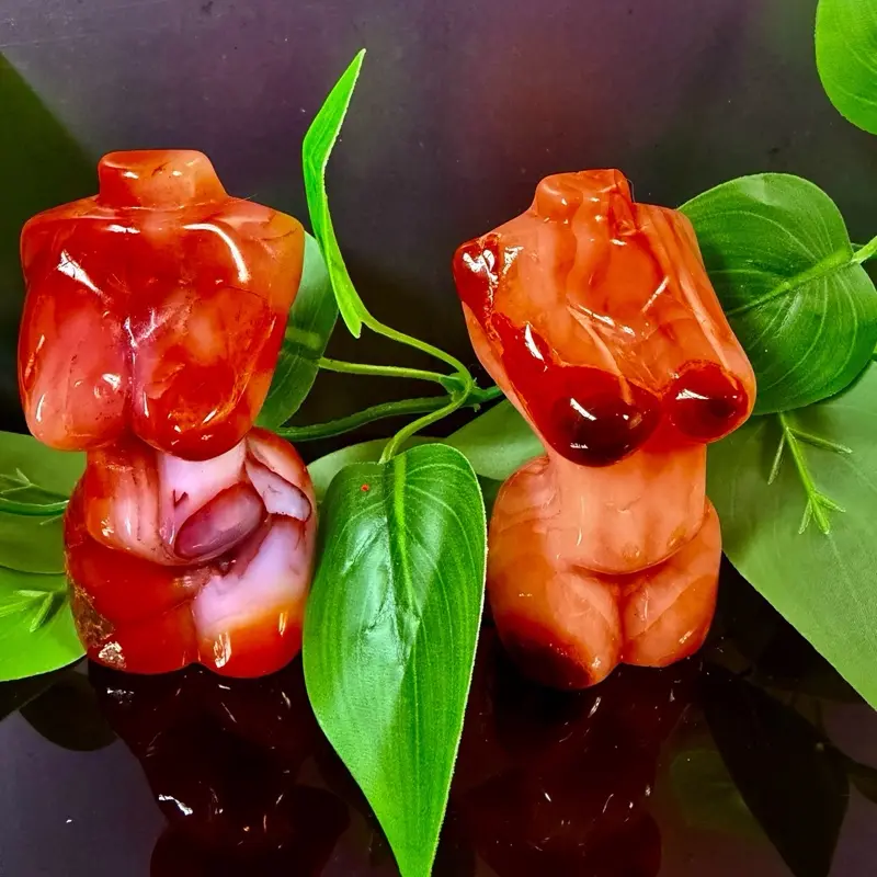 Carnelian Goddess Body - Unique Handcrafted Carving of Carnelian Stone with Natural Grain and Intricate Details