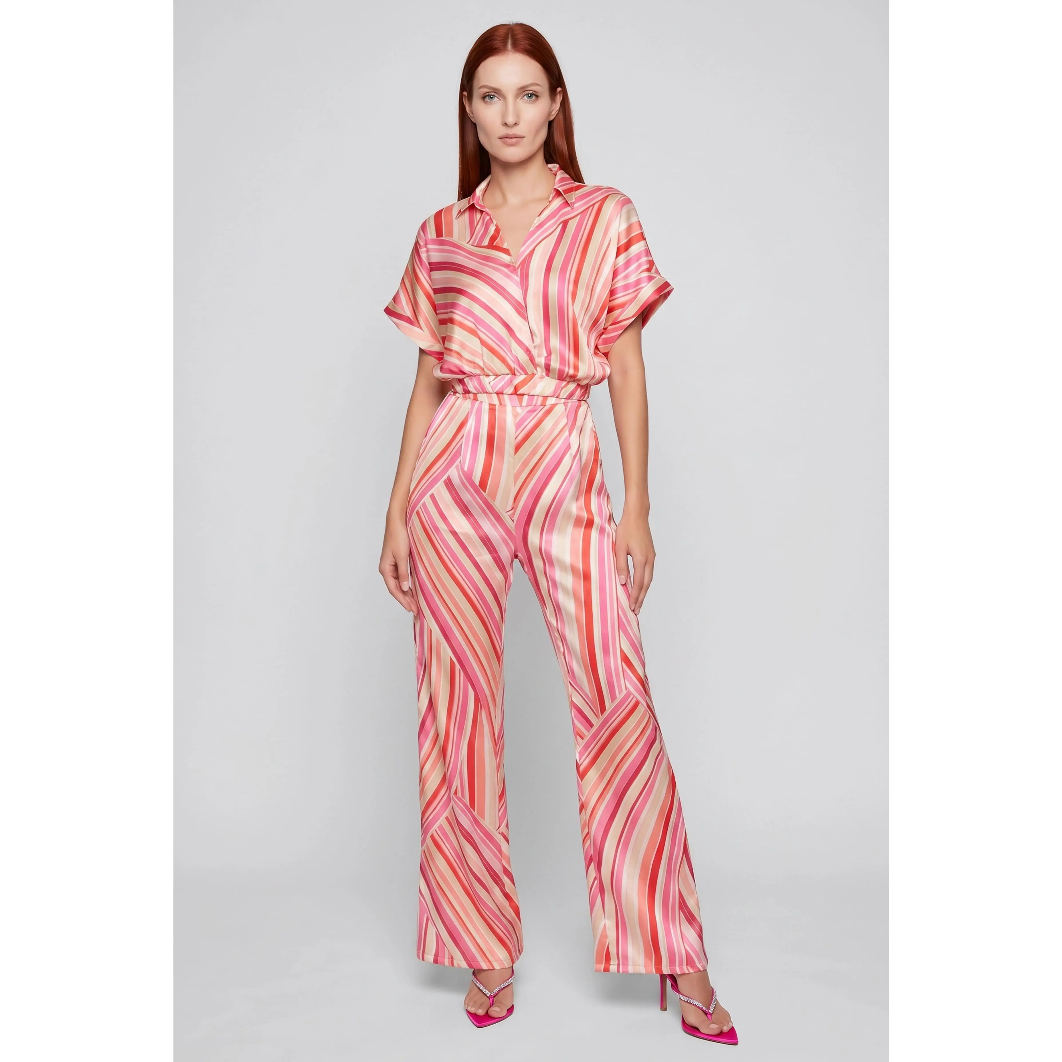 Analeia Striped Satin Palazzo Pants