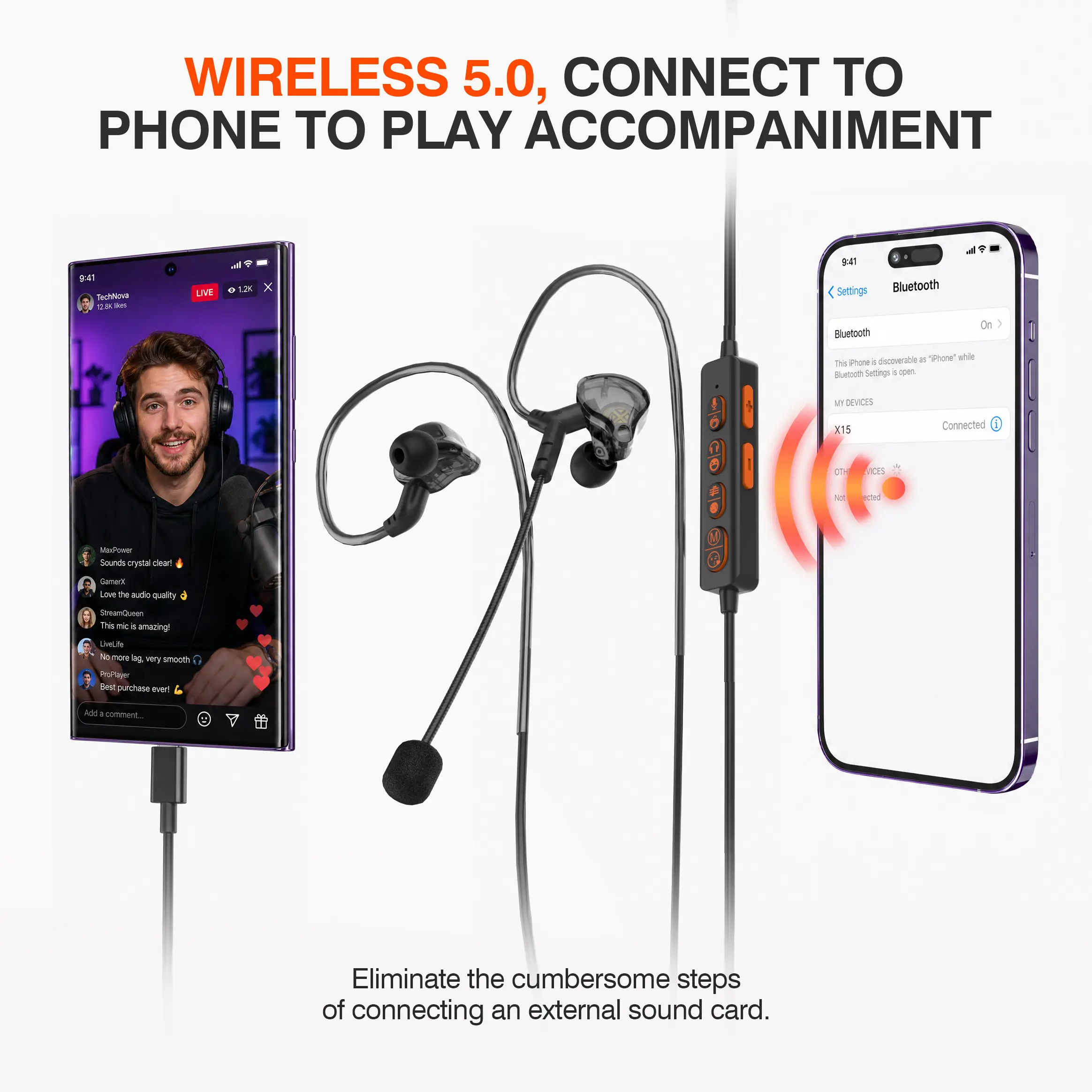 Sarevile Wired Truck Driver Headset with V5.2 Bluetooth, Upgraded AI Noise Canceling Microphone, Mute Function for Drivers, Call Centers (Black)