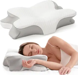 Ergonomic Cervical Pillow for Cozy Sleep & Neck Pain Relief Odorless Memory Foam Orthopedic Bed Pillow for Side Back Stomach Sleepers 12.6" x 24.8" with Contour Heights 5.12" & 4.53"