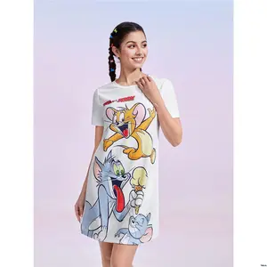 Dress Sleep Short Cartoon tiktok X TOM JERRY Letter Print Sleeve