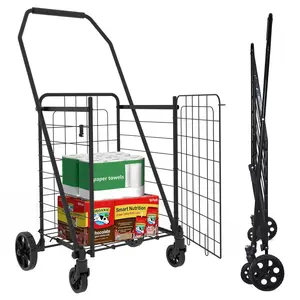 Shopping Cart with open door,Grocery Cart on Wheels, Foldable Utility Shopping Carts with 360° Rolling Swivel Wheels for Groceries Laundry foldable  shopping  cart granny  cart