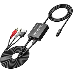 Analog to digital audio converter cable analogue signals into toslink spdif optical digital signals for computers laptops projector to soundbar rca to optical