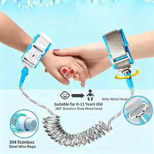 Child Anti-Lost Wrist Leash with Key Lock, 360° Rotatable Safety Harness, Toddler Anti-Lost Wristband, 304 Stainless Steel Wire, Breathable Soft Strap for Kids Aged 0-11, Perfect for Travel & Crowds