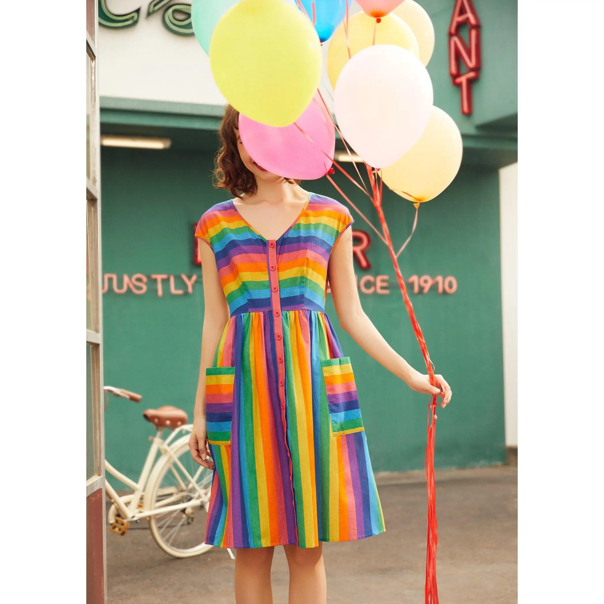 ModCloth More Is More Rainbow Stripe Dress 100% Cotton (XS-4X) Striped  Button Front - TikTok Shop
