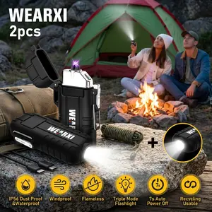 【FatherDaySpecial】Windproof Electric Arc Torch Lighter - Waterproof Rechargeable Flameless Plasma Lighter, Dad Gift for Camping, Candle Accessories & Home Supplies, Windproof Torch Lighter