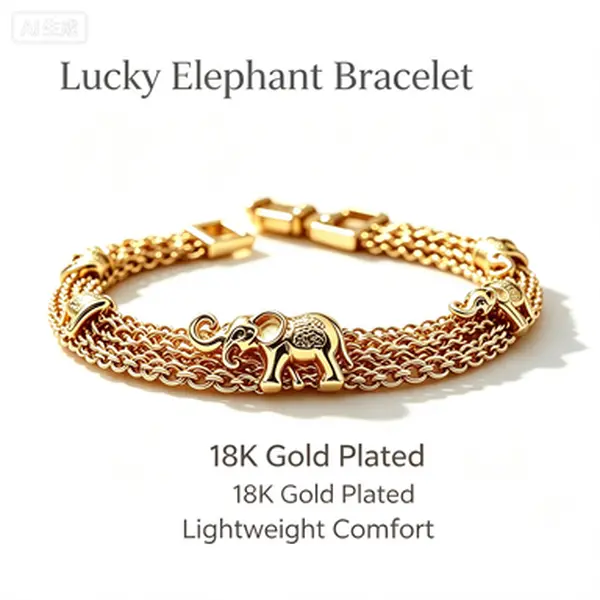 Gold-Plated Elephant Charm Bangle Stack - 8 in Dainty Unisex Chain Jewelry, Goldplated Bracelet, Stack Bangles, Charm Bracelets, Casual Everyday Wear, Friendship Gift