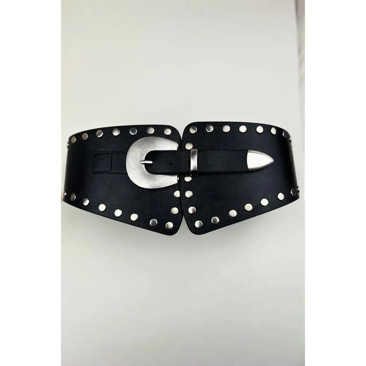 Vintage Edge: Silver Buckle Chunky Corset Belt