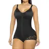 Women's Colombian Retro Overbust Faja Bodysuit - High Compression Body Contouring Tummy Control Girdle with Hook and Eye Closure, V-Neck, Hangable Fold, Zip, Wedding-Ready Brief Shaper