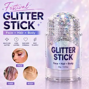 4th of July Glitter Stick – Body Painting Pomade – Party Glitter for Face and Body – Large Glitter Gel – Long Lasting Shine – Suitable for Festivals, Anniversaries, Carnivals, Disco