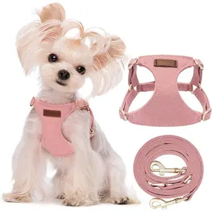 No Pull XXS Puppy Harness with Multifunction Dog Leash,Soft Adjustable No Choke Escape Proof Pet Harness Vest,Pink