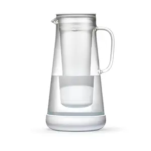 LifeStraw Home Water Filter Pitcher: 7-Cup, Everyday Protection, White Glass with Silicone Base