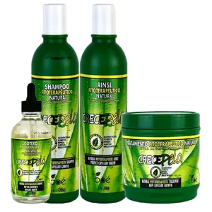 CreoPelo 4-Piece Hair Growth Set - Natural Phytotherapeutic Shampoo Rinse Treatment Mask & Dropper - Boosts Growth Strengthens & Hydrates All Hair Types No Colorants