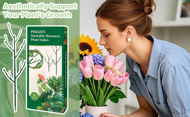 PERSZENStackable Monstera Plant Support Stakes, Plant Support Stakes for Indoor Plants Tall, Plant Climbing Support for Monstera, Philodendron, Potted Plants, Plant Poles for Climbing Plants (6PCS/15PCS)