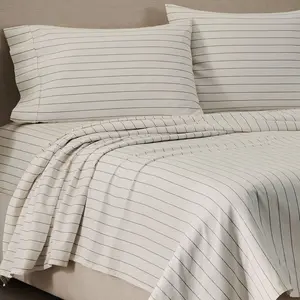 Jeremiah Brent Home Queen Cotton Sateen Sheet Set Chalk Raisin Striped Jeremiah Brent Home Queen Cotton Sateen Sheet Set Chalk Raisin Striped