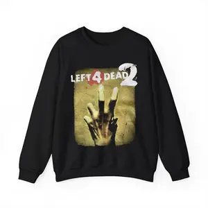 Left 4 Dead 2 Classic Graphic Black Color Horror Game T-shirt, Retro Video Game Sweatshirt, Xmas Graphic Men's T-Shirt Cotton 1 Side
