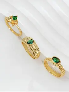 Women's Elegant Artificial Zircon Decorated Ring Set, 3 Counts Exquisite Trendy Rings Set, Fashionable Jewelry for Women As Engagement Anniversary Birthday Gift