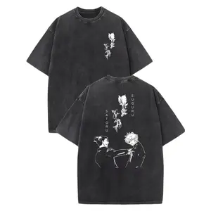 valentine shirts Gojo Satoru Geto Suguru Besties JJk Jujutsu Kaisen Anime Manga 2 sided Washed T-shirt Fit graphic t-shirts Menswear graphic tee