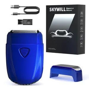SKYWILL Traveller Mini Electric Beard Shaver, Waterproof & Comfortable Double-Ring Magnetic Cutter, One-Button Long Lasting for Travel & Daily Use, 2026 New Beard Shaver Fathersdaygift Shaving Products