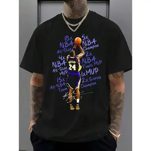 Kob.E Bryant | Artistic Lakers Basketball Print Classic T-Shirt | Popular Classic Apparel For Kobe Fans | 100% Cotton Printed Crew Neck Unisex Short-Sleeve T-Shirt | European And American Fashion Brand Printed Base Layer Shirt
