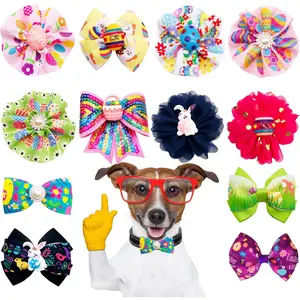 PET SHOW 4pcs Small Dogs Collar Flowers and Bows Charms For Festival Holiday Party Cats Rabbits Slides on Collars Leashes Puppies Medium Dog Collar Attachment