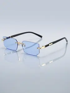 Luxury frameless business square gradient sunglasses,men's and women's fashionable colored lens metal version,offering multiple color choices.frameless design enhances fashion sense,metal mirror legs enhance durability,suitable for various living scenario